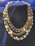 Kramer Multi-Strand Faux Pearl & Gold-Tone Chain Necklace
