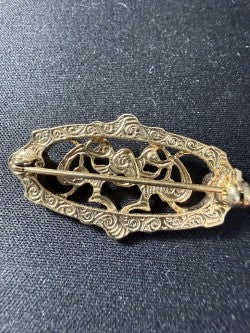 Reverse view of Edwardian filigree brooch showing back detail