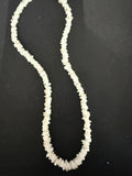 Full view of 16 inch white shell chip necklace