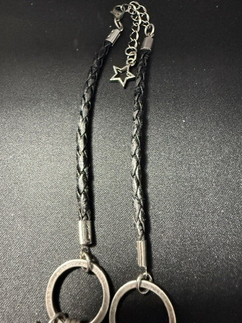 Brighton-Style Silver Charm Necklace & Twisted Rope Hoop Earring Set — Rhinestone Star Pendant, 18"–20"