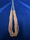 Multi-Strand Tribal Wood Tube Bead Necklace — 16" with Silver Cone Clasp