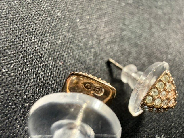 Vintage Swarovski Pavé Crystal Pyramid Stud Earrings