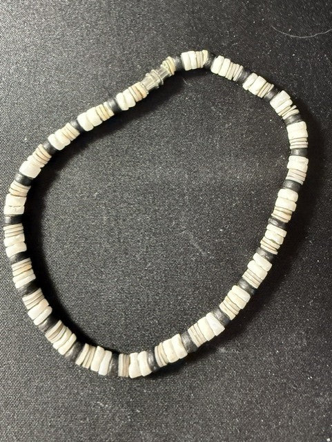 Puka shell anklet overhead view