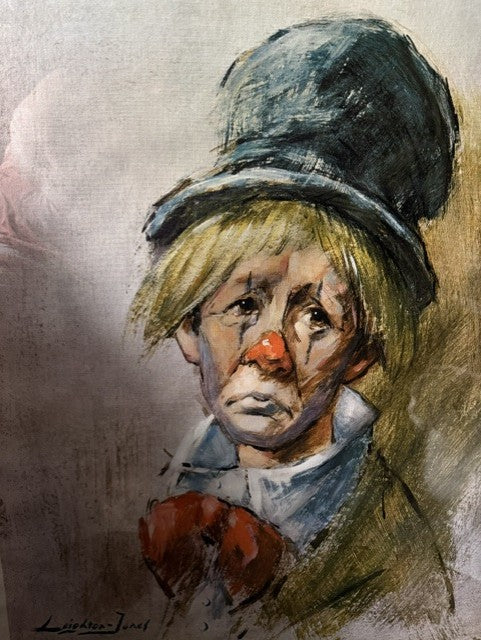 Clown with the Bow Tie — Leighton Jones, 1971 Lithograph on Canvas