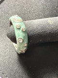 Mint green enamel rhinestone starfish ring size 8 - front view