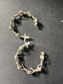 Silver tone twisted wire hoop earrings - detail view