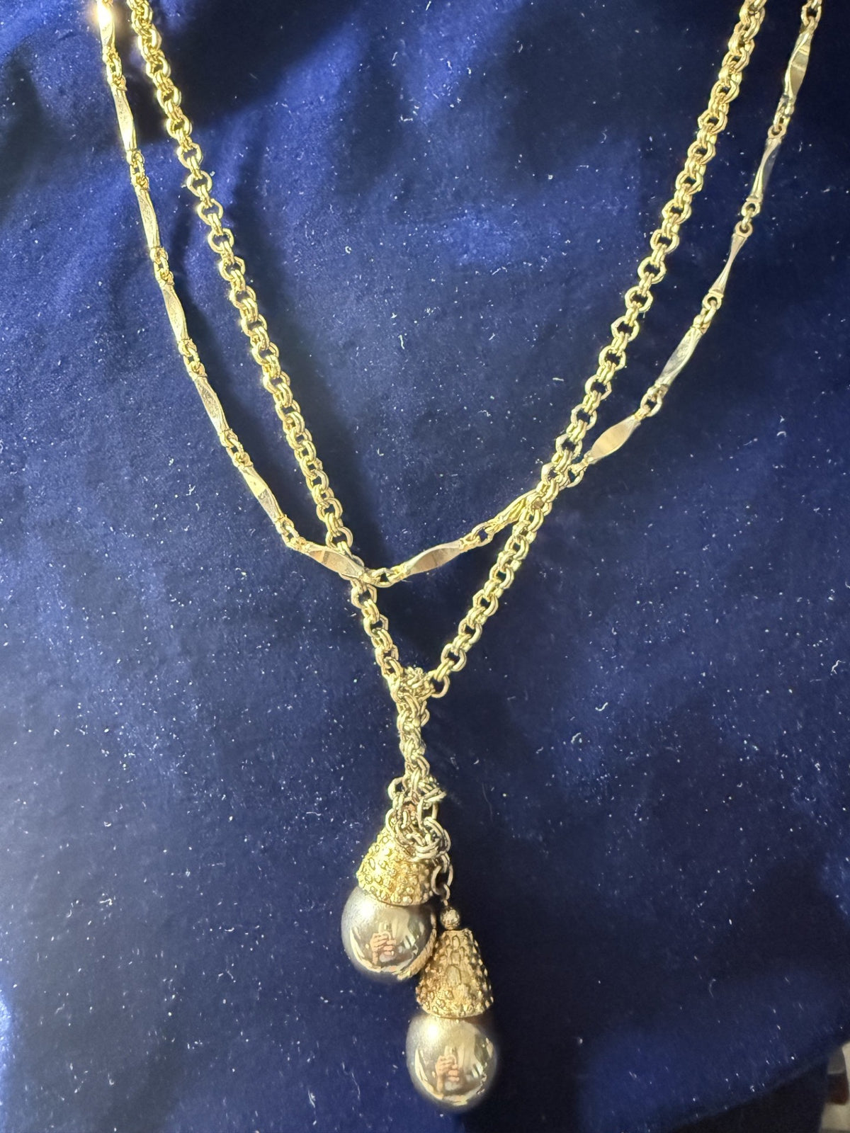 1961 Monet "Bolero" Lariat Necklace — Double Rolo Chain with Acorn Pendants, Unsigned