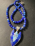 Jay King Desert Rose Lapis Lazuli Bead Necklace with Heart Pendant – 925 Sterling Silver