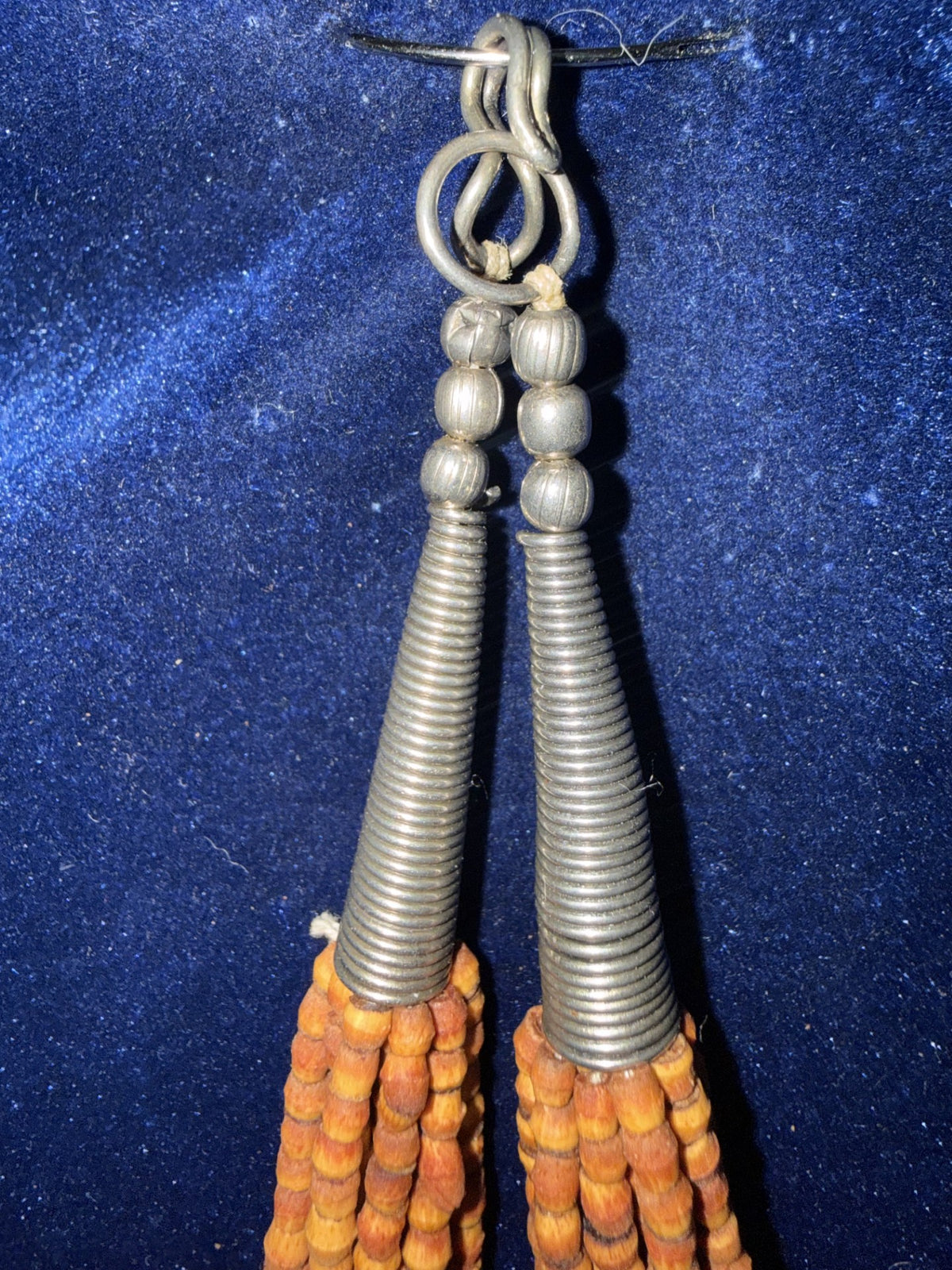 Multi-Strand Tribal Wood Tube Bead Necklace — 16" with Silver Cone Clasp