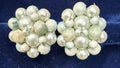 Vintage blue multi-tone faux pearl cluster clip-on earrings front view