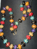 Hand Painted Wood Rondelle Bead Necklace – 28"