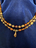 Vintage Double-Strand Jasper, Stone & Glass Bead Necklace – 18" Very Good Condition