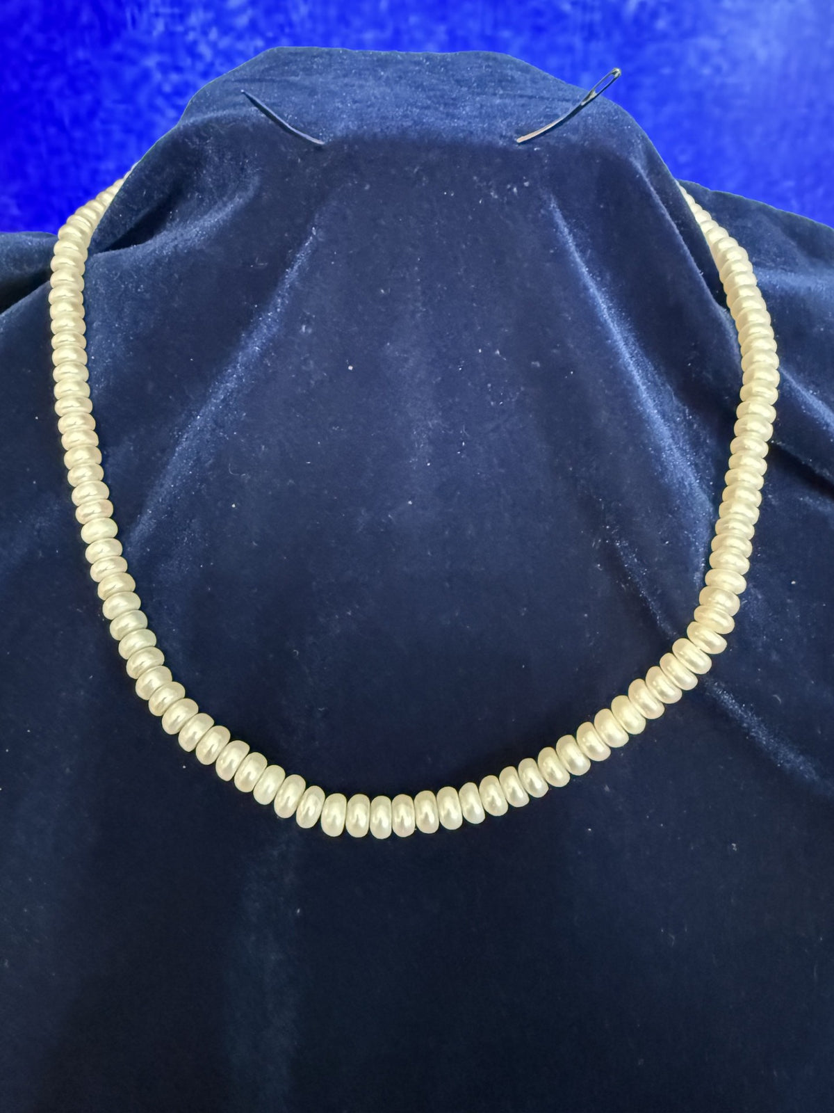 Vintage Freshwater Pearl Strand Necklace – 20" with 10K Gold Clasp – 6mm Button Pearls