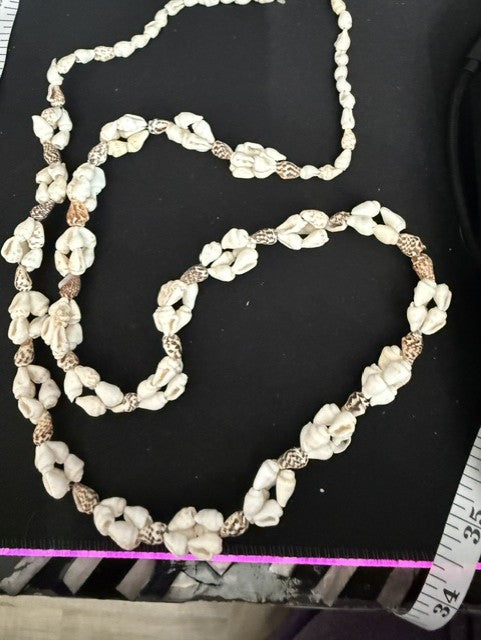 Patterned Spiral Shell Lei Necklace — 36" Continuous Loop, Double & Single