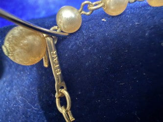 Vintage Signed "Star" 4-Strand Green Glass & Freshwater Pearl Necklace – 14" with Extension