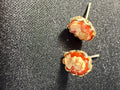 Vintage Resin Cameo Stud Earrings — Filigree Gold-Tone Bezel, Oval, Pierced