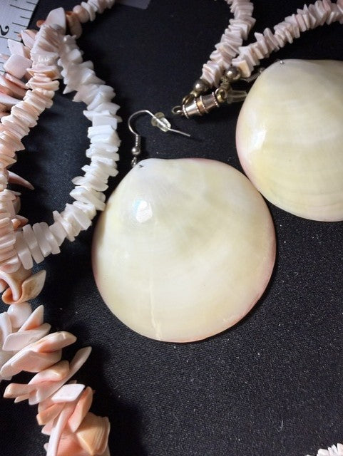 Full set showing necklace draped with earrings