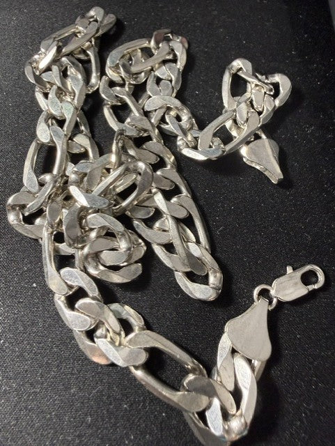 Vintage sterling silver curb chain necklace full view