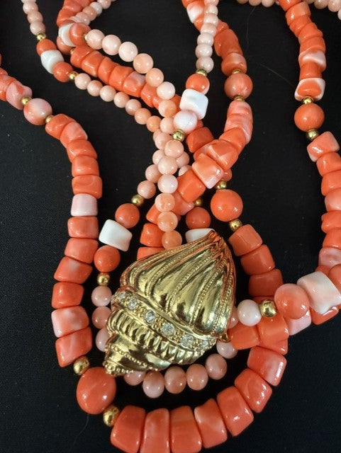 Vintage Kenneth Jay Lane for Avon "Undersea Collection" Coral Bead Necklace – 1989, Signed