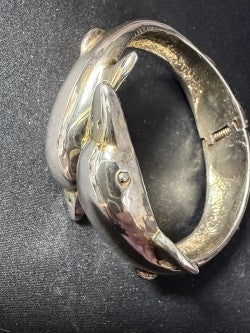 Sculptural dolphin bangle bracelet - side view