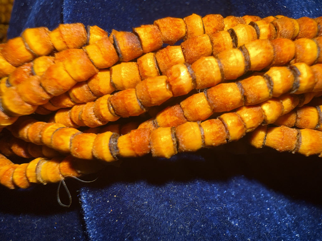 Multi-Strand Tribal Wood Tube Bead Necklace — 16" with Silver Cone Clasp