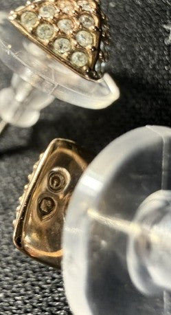 Vintage Swarovski Pavé Crystal Pyramid Stud Earrings