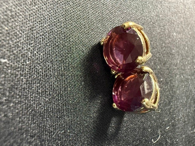Vintage Purple Faceted Stone Stud Earrings