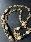 Full view of vintage gold-tone Byzantine chain necklace