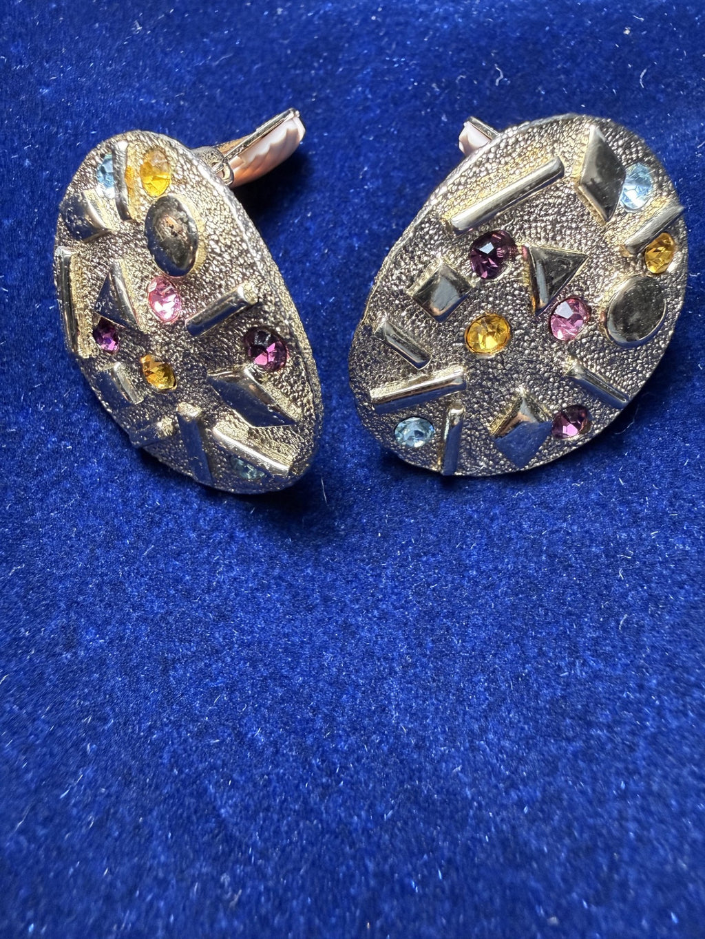 Sarah Coventry Multicolor Rhinestone Teardrop Pendant & Clip Earring Set
