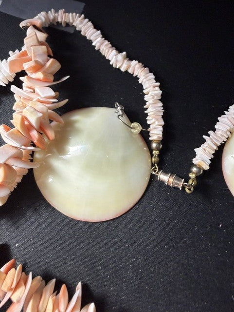 Full necklace layout with ruler showing scale of centerpiece and earrings