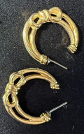Vintage Gold-Tone Bow Hoop Earrings