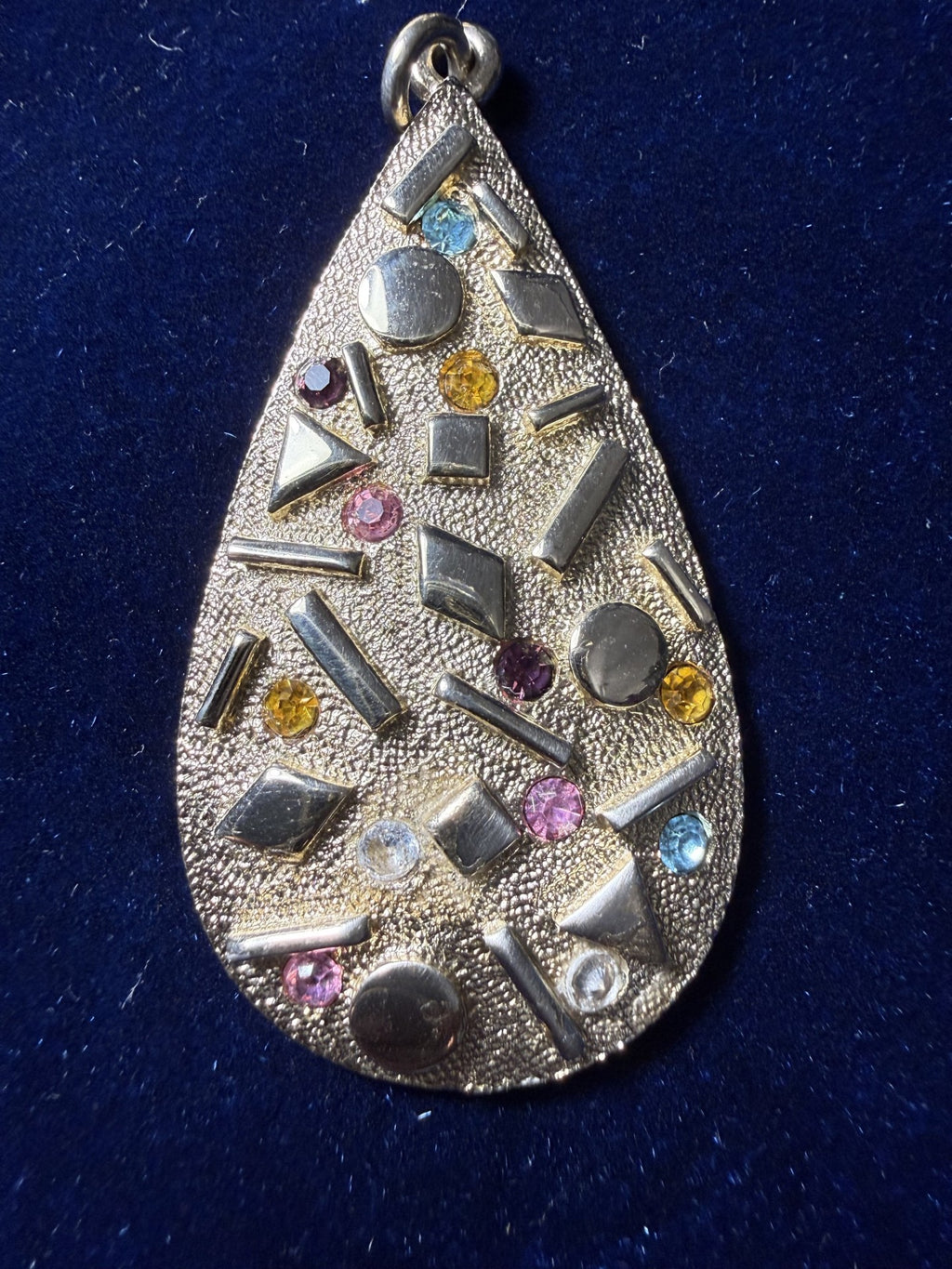 Sarah Coventry Multicolor Rhinestone Teardrop Pendant & Clip Earring Set