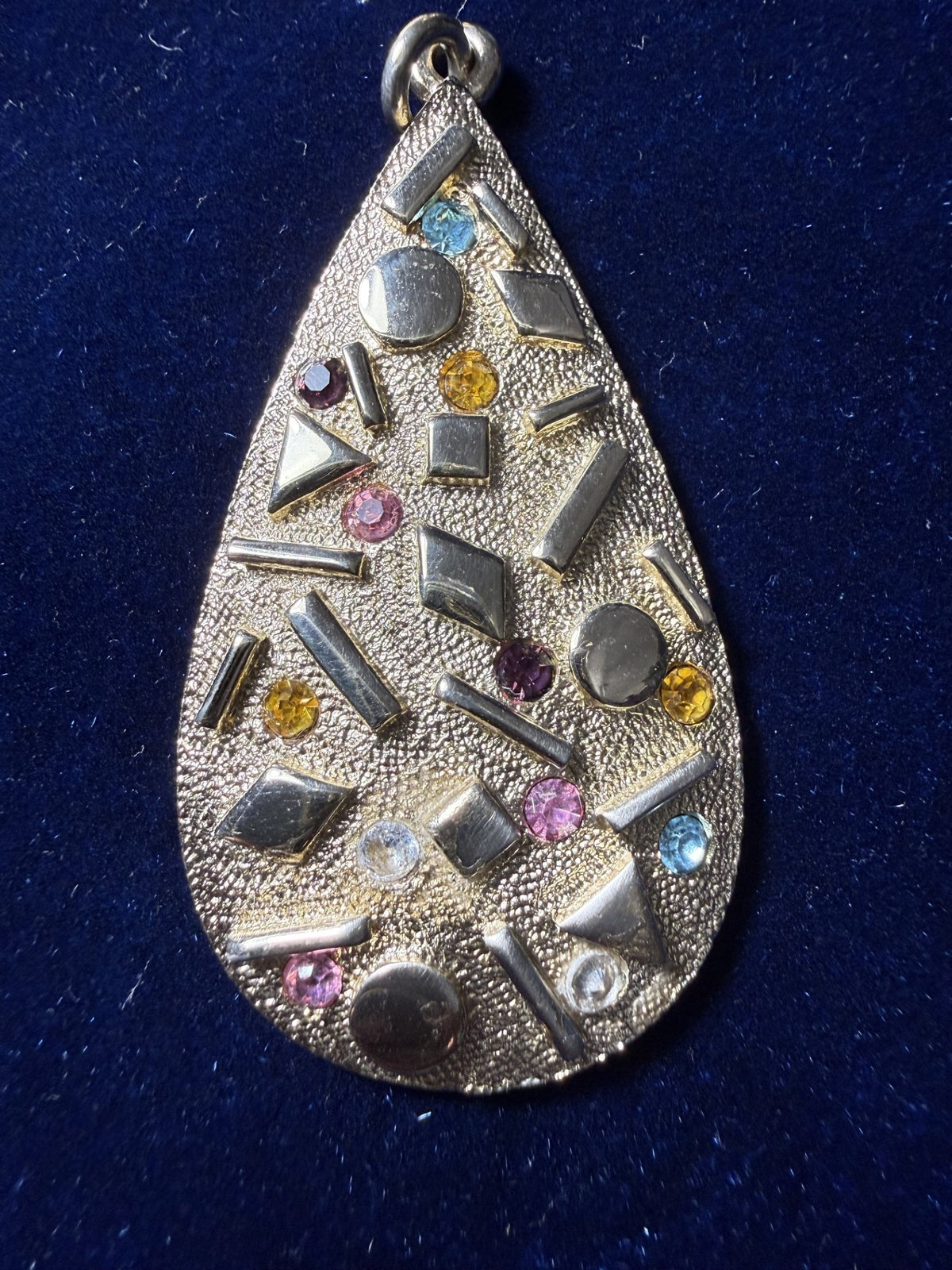 Sarah Coventry Multicolor Rhinestone Teardrop Pendant & Clip Earring Set