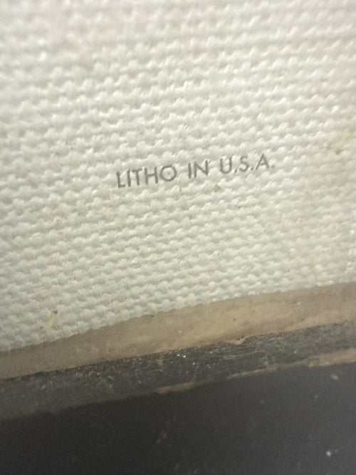 Litho in U.S.A. stamp on canvas back — Clown with the Bow Tie by Leighton Jones