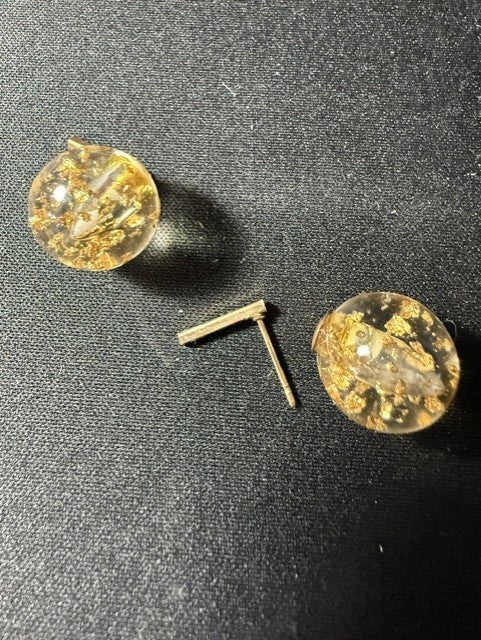 Vintage lucite earrings showing bar post findings detail