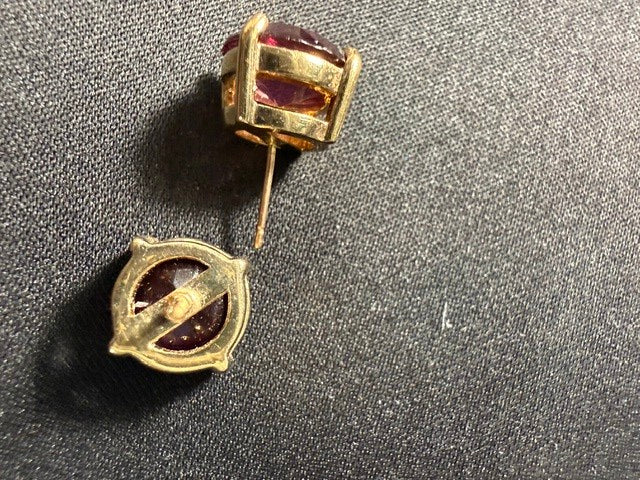 Vintage Purple Faceted Stone Stud Earrings