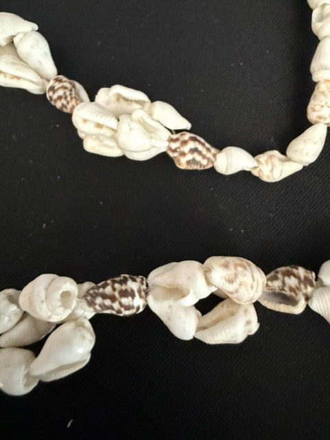 Patterned Spiral Shell Lei Necklace — 36" Continuous Loop, Double & Single