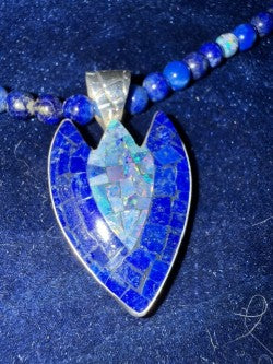 Jay King Desert Rose Lapis Lazuli Bead Necklace with Heart Pendant – 925 Sterling Silver