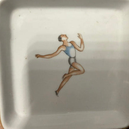 Richard Ginori Art Deco dancing figure porcelain tray, front view